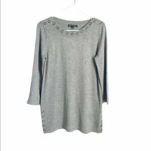 🟢Cable and Gauge 3/4 Sleeve Grey Knot Top S